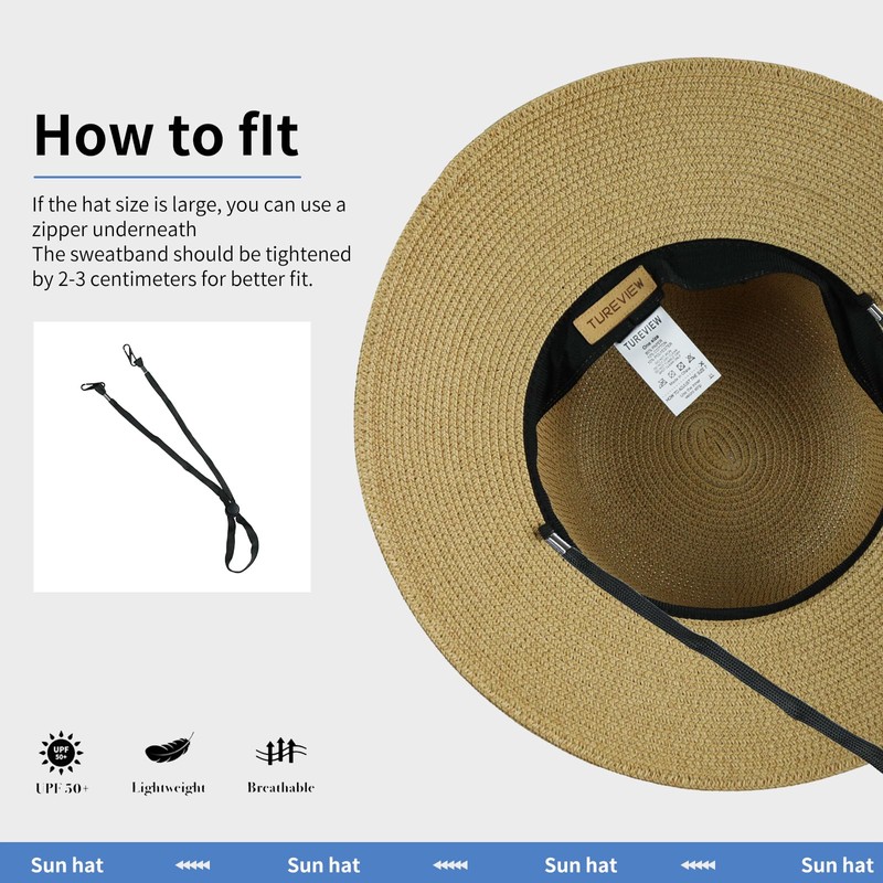 TUREVIEW Women's Wide Brim Straw Hat UPF Sun Hat Floppy