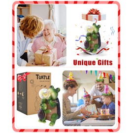 Yeomoo Solar Turtle Garden Ornaments Outdoor - Housewarming Gifts for Women Mum - Resin Tortoise Figurine with Bubble Ball Lights for Lawn Patio Yard Waterproof Accessories