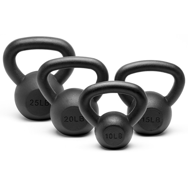 Unipack Powder Coated Solid Cast Iron Kettlebell Weights Set- (10+15+20+25