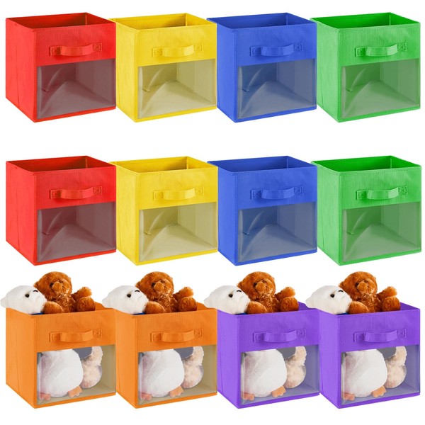 Marsui 12 Pcs Collapsible Cube Storage Bin with Window Daycare