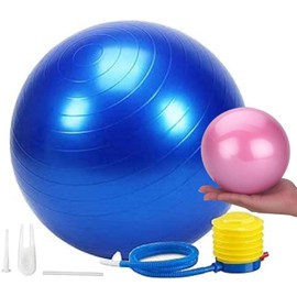 2 in 1 Exercise Ball Extra Thick Yoga Ball for Fitness,Stability, Balance,Desk Chairs - Professional Anti Burst Workout Ball for Office & Home & Gym(Pump Included), Blue, 65cm/25.59in