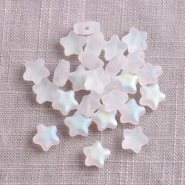 30Pcs Crystal Glass Star Beads, 8mm Matte White, Lampwork Loose Beads for Jewelry Making