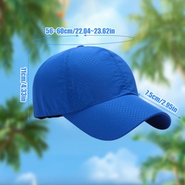 Kingsie Men's Mesh Cap, Summer, Solid, Simple, Sunshade, Baseball Cap, Breathable, Quick Drying, UV Protection, Sun Protection, UV Protection, Outdoor, Casual, Sports, Travel, Adjustable, Unisex, 22.0