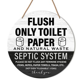 HSNBT Bathroom Rules Wall Decor, Flush Only Toilet Paper Septic System Bathroom Sign, Farmhouse Guest Bathroom Decor Toilet Powder Room Restroom Wall Hanging Signs Decorations