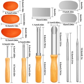 3 Sizes Rubber Pottery Clay Ribs + 3 Pcs Sculpture Pottery Molding Scraper Cutter + 4 Pcs Stainless Steel Circular Clay Hole Cutters + 1 Clay Ceramic Needle + 1 Feather Wire Texture Detail Tools
