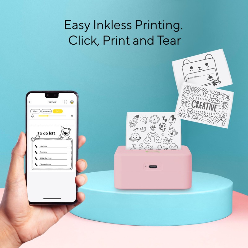 Core Innovations Wireless Mini Portable Inkless Thermal Printer & LabelMaker