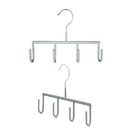 Mawa by Reston Lloyd Non-Slip Space-Saving Clothes Hanger for Belts with 4-Hooks, Style GH, Set of 2, Silver