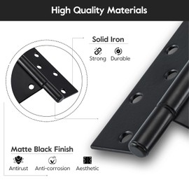 HOME MASTER HARDWARE 10 Inch T-Strap Heavy Duty Black Hinges for Outdoor Barns and Wooden Fences, 2Pack with Screws