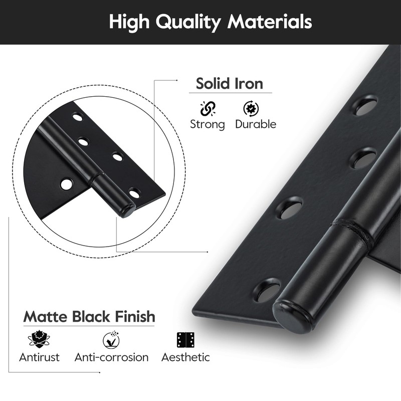 HOME MASTER HARDWARE 10 Inch T-Strap Heavy Duty Black Hinges