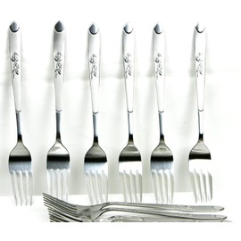 YSAMAX Stainless Steel Forks Set of 6 for Home and Kitchen, Heavy Duty Dinner Forks, Fruit Fork for Dining Table - (20 cm, 8 inchs)