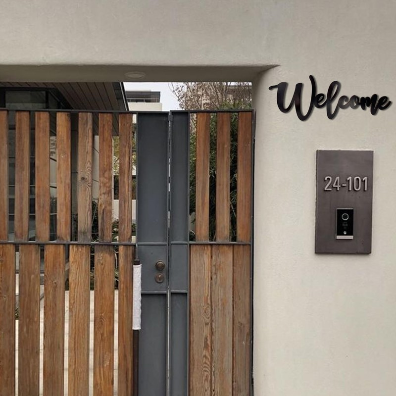 Welcome Sign for Front Door, Black Wooden Signs Welcome Wall