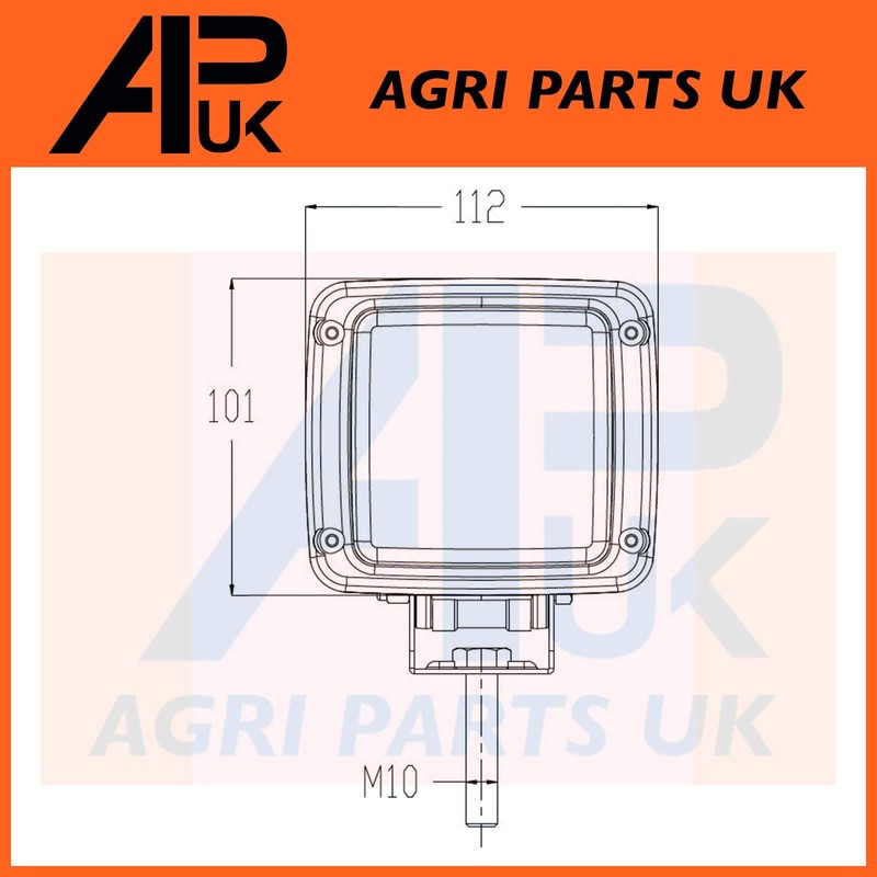 APUK Work Light Lamp Square Replacement for JCB 2CX 3CX