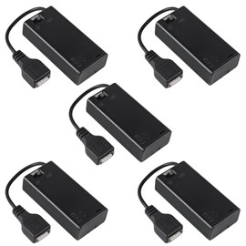 Coliao 5pcs 2 AA Battery Holder USB Female Socket 2 AA Battery Case Box Holder with Cover ON-Off Switch and USB Cable