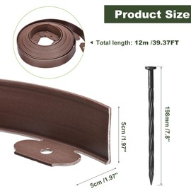 uxcell Landscape Edging, 1Pcs 40FT x 2" - No Dig Garden Edging Kit with 36 Stakes, Landscape Edging Border for Garden Lawn Flower Bed Yard Grass (Coffee)