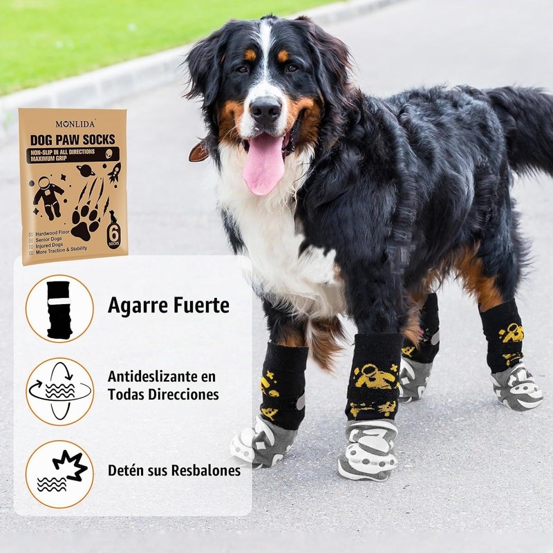 6 PCS Calcetines antideslizantes para perros,Protector de patas para perros