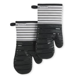 KitchenAid KA Albany OM Oven Mitt Set, 7"x13", Onyx Black
