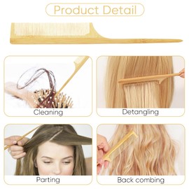 3Pcs Bamboo Hair Comb Set for Women Anti-Static Hair Comb for Detangling Styling Thick Thin Straight Hair