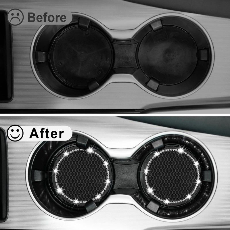 JUSTTOP Car Cup Holder Coaster, Insert 2 Pack Universal Auto