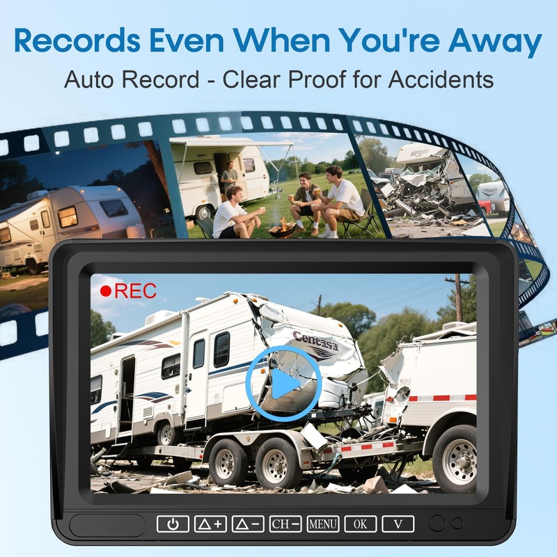 7-Inch Wireless Backup Camera for RV Trailer - HD 1080P