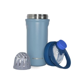 MUGSTUR Shaker Bottle Perfect for Protein Shakes and Pre Workout Insulated Stainless Steel Leak Proof Protein Shaker Bottles for Protein Mixes, 24 oz (710 ml) (blue)