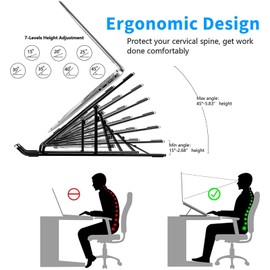 Laptop Stand, Laptop Holder Riser Computer Stand, Adjustable Aluminum Foldable Portable Notebook Stand, Compatible with MacBook Air Pro, HP, Lenovo, Dell, More 10-15.6” Laptops and Tablets (Black)