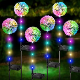 Outdoor Solar Lights, 6 Pack Solar Garden Lights with Bigger Dandelion Flowers, Waterproof Garden Decor Outdoor Solar Flower Lights for Yard, Patio, Pathway Decoration