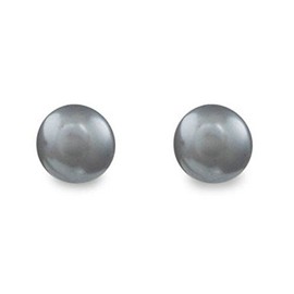 Classic Steel Color 8mm Faux Pearl Stud Earrings - Silver/Gray Pierced Post - Silver Earrings