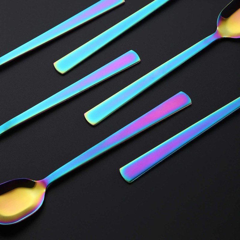 GoGeiLi Yogurt Spoon, Stainless Steel Gelato/Ice Cream Spoon, Rainbow Fruit