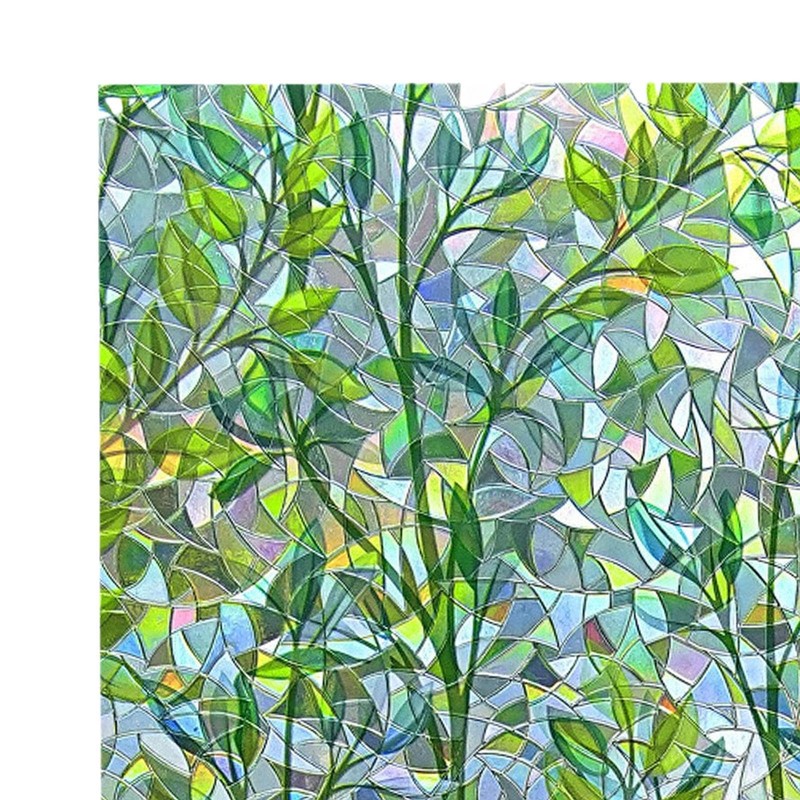 Qianly Privacy Window Film Static Cling Leaf Rainbow Sticker Decorative