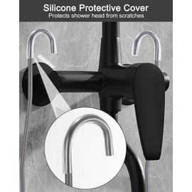 Hanging Shower Caddy for Bathroom Organizer, Over The Shower Mixer Taps Hanging Shower Shelf Without Drilling, Bathroom Caddy & Basket with 2 Hooks, Toiletries Organizer for Bathroom Storage - Black