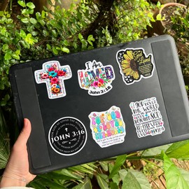 Pack 6 John 3 16 for God So Loved The World That He Gave His Only Begotten Son Sticker 3 Inches Bible Verse Waterproof Vinyl Sticker