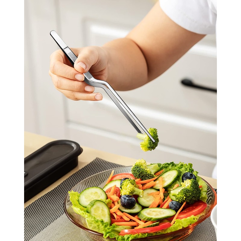 Fine Cooking Tweezers Set, Professional Stainless Steel Food Tongs, Kitchen