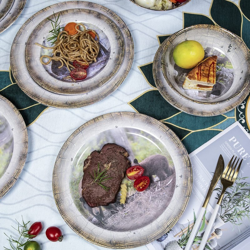 Melamine Dinnerware set for 4 - Dinner Plates Bowls Set