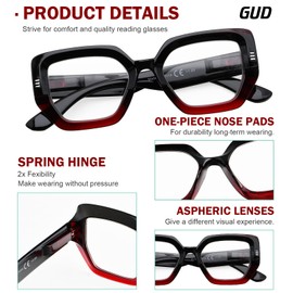GUD 12-Pack Reading Glasses, Irregular Hexagon Design Readers For Women, Two Tone Frame With Spring Hinges +2.75