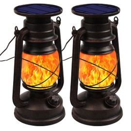 Shinmax Solar Lantern Outdoor Hanging Solar Lantern Garden IP44 Waterproof with Flame Effect, Retro LED Storm Light with Auto On/Off, 1200 mAh Solar Light for Patio Balcony Camping Decoration