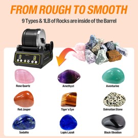 KoolStone C1 Rock Tumbler Kit - Professional Large 2.5LB Capacity, Up to 5X More Noise Cancelling, Adjustable Timer & Speed with Full Accessories & Memory Function