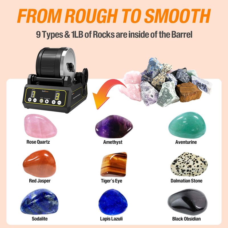 C1 Rock Tumbler Kit - Professional Large 2.5LB Capacity, Up