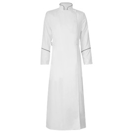 Men's Cassock Choir Long Cassock Minister Robe Clergy Pulpit Liturgical Church Robe 4 Colors (White, XXL)