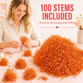 Gypsophila-Style Mini Flower Stems, Orange, 100-Piece Arrangement Set