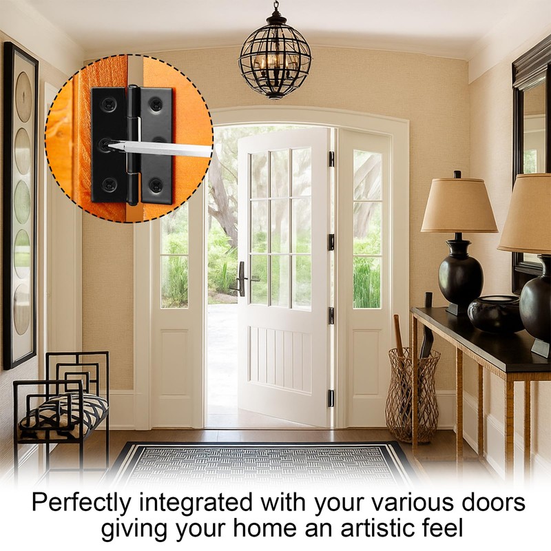 6PCS Black Hinges, Butt Hinges, 2.5 inch Black Hinge with