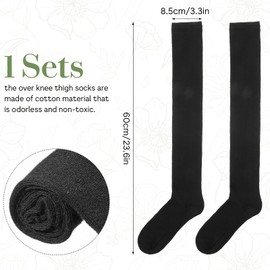 1 Pair Extra Long Socks Women's Knee Socks Leg Warmers Long Cotton Knit Warm Boot Socks Casual Socks Long Stockings Women's Thigh High Socks Knitted Knee High Boot Socks, black