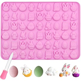 YXHZVON Oster Silikonform Gummibärchen Häschen, 1 Stück Mini-Kaninchen-Häschen-Silikonform mit Tropfer, Silikon Schokoladenform für Osterpartys, Gummibärchen, Schokolade, Keksen