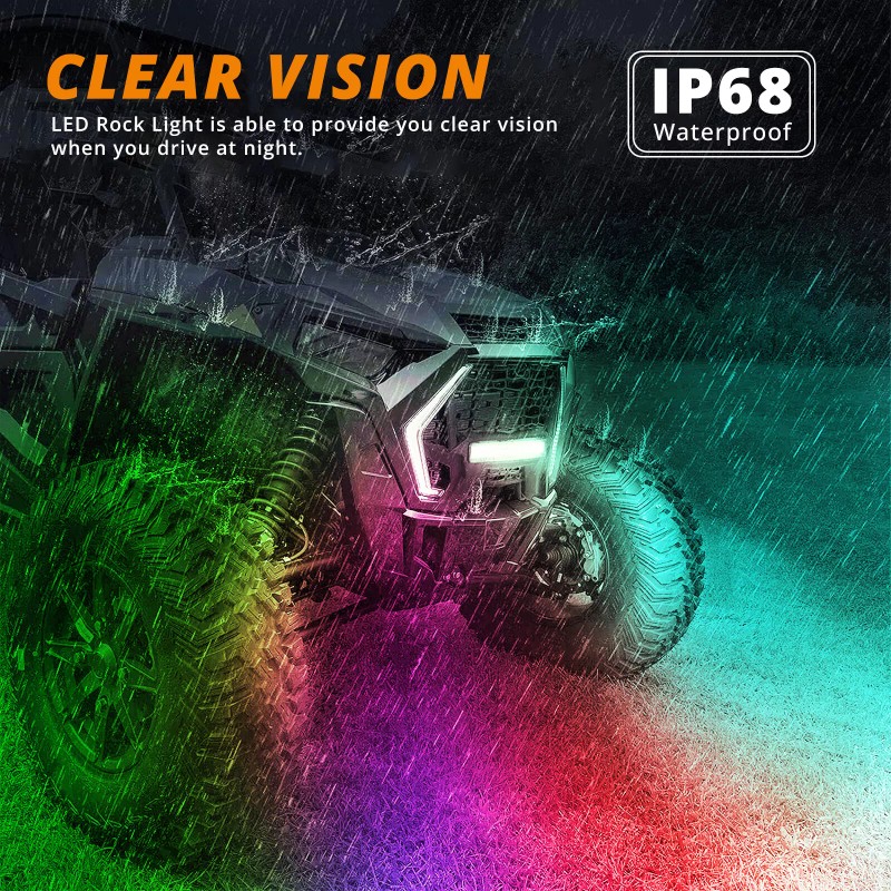 KEEPDSGN 10 Pods RGB LED Rock Lights Kit Underbody Neon