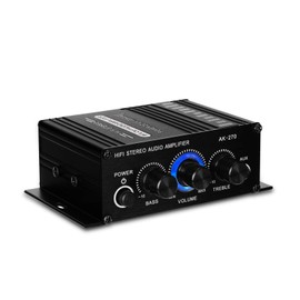 Snsowed AK270 Mini Audio 2 Channel Stereo Power Amplifier Portable Sound Amplifier AUX Input Speaker Amplifier for Car and Home