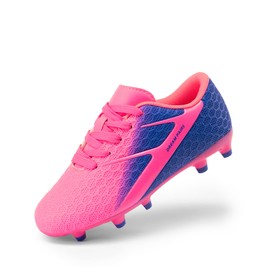 DREAM PAIRS Boys Girls Soccer Cleats Kids Firm Groud Football Toddler Youth Athletic Outdoor Training Shoes for Little/Big Kid,Size 11 Little Kid,Pink/Blue,KKUMSO2505