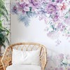 Buiory Purple Flowers Green Plants Wall Decals Large Removable Floral