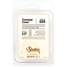 Shortie's Candle Company Coconut Cove Wax Melts - Formula 117-1 Highly Scented 3 Oz. Bar - Made with Natural Oils - Fruit & Berry Air Freshener Cubes Collection