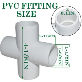 12Pack 1Inch PVC Fittings, 4-Way Cross Elbow Fitting for Building Heavy Duty PVC Furniture, Schedule 40 4-Way Side Outlet Tee, Furniture Socket Fitting for DIY Shelf Garden Greenhouse Connection Tent
