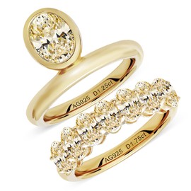 3CT 18K Gold Plated 925 Sterling Silver Gold Oval Engagement Ring, Vintage Gold Engagement Rings For Women,Promise Wedding Ring Sets For Her,Travel Wedding Ring Set, Metal, Created Zircon