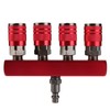 Hromee 4-Way Straight Air Manifold 5 Ports Aluminum Industrial Pneumatic